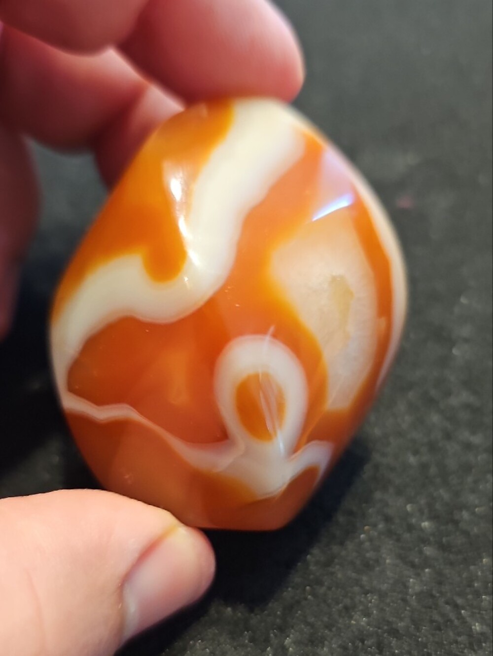 Polished Carnelian Agate Geode Specimen - Orange & White - Picture 3 of 10